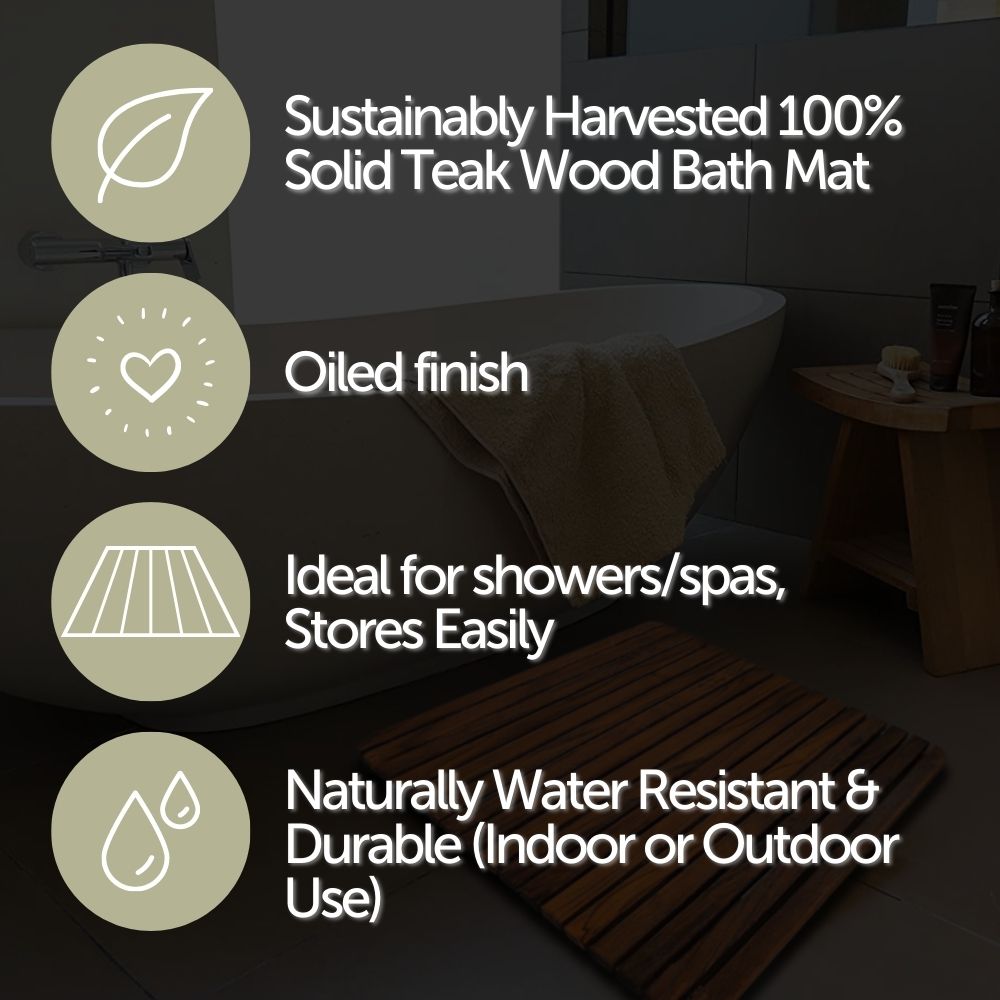 Yukon Teak Shower and Bathmat 24" x 24"