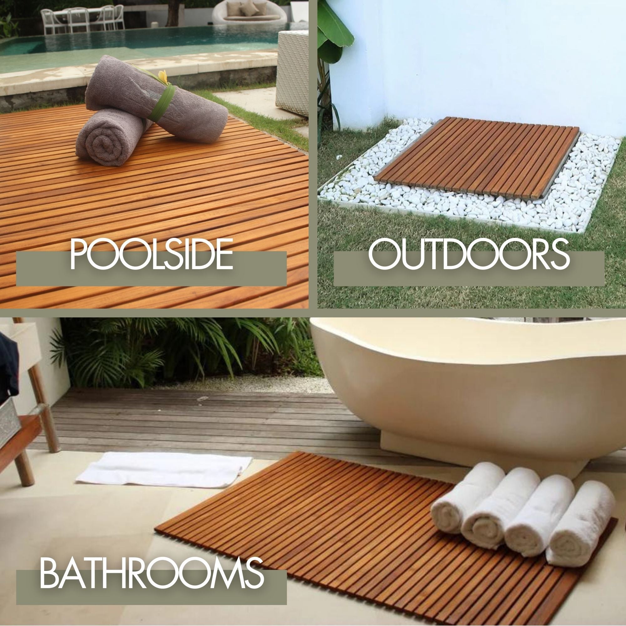 Wyoming Oiled Teak Shower and Bath String Mat 31.4″ x 19.6″